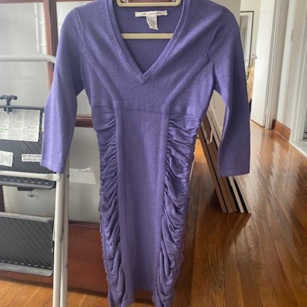 BNWT Diane Von Furstenberg Purple Wool Knit Sweater Dress